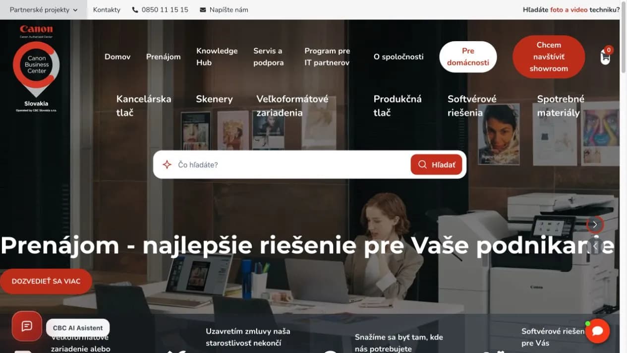 Ukážka verejného webu CBC Slovakia