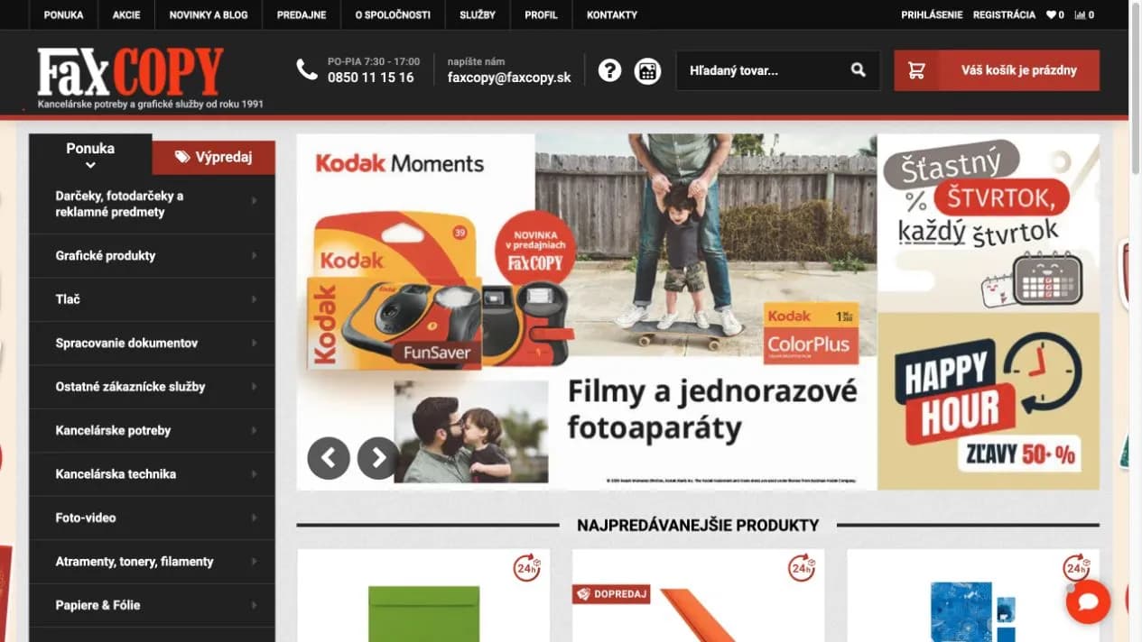Ukážka verejného webu FaxCopy a.s.