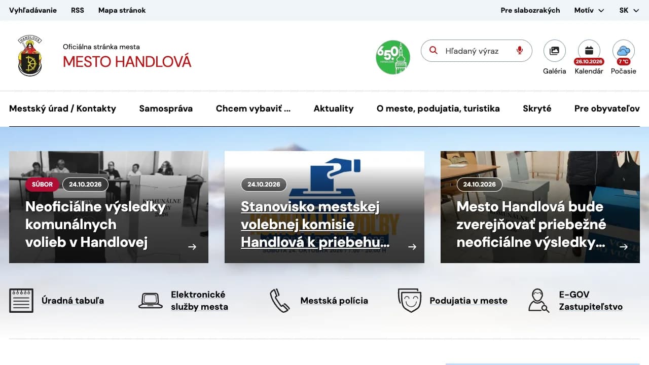 Mesto Handlová public website