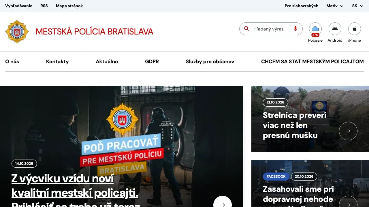 Mestská polícia Bratislava public website
