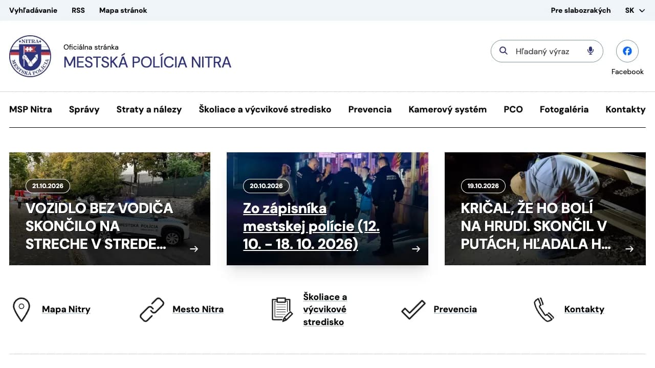Mestská polícia Nitra public website