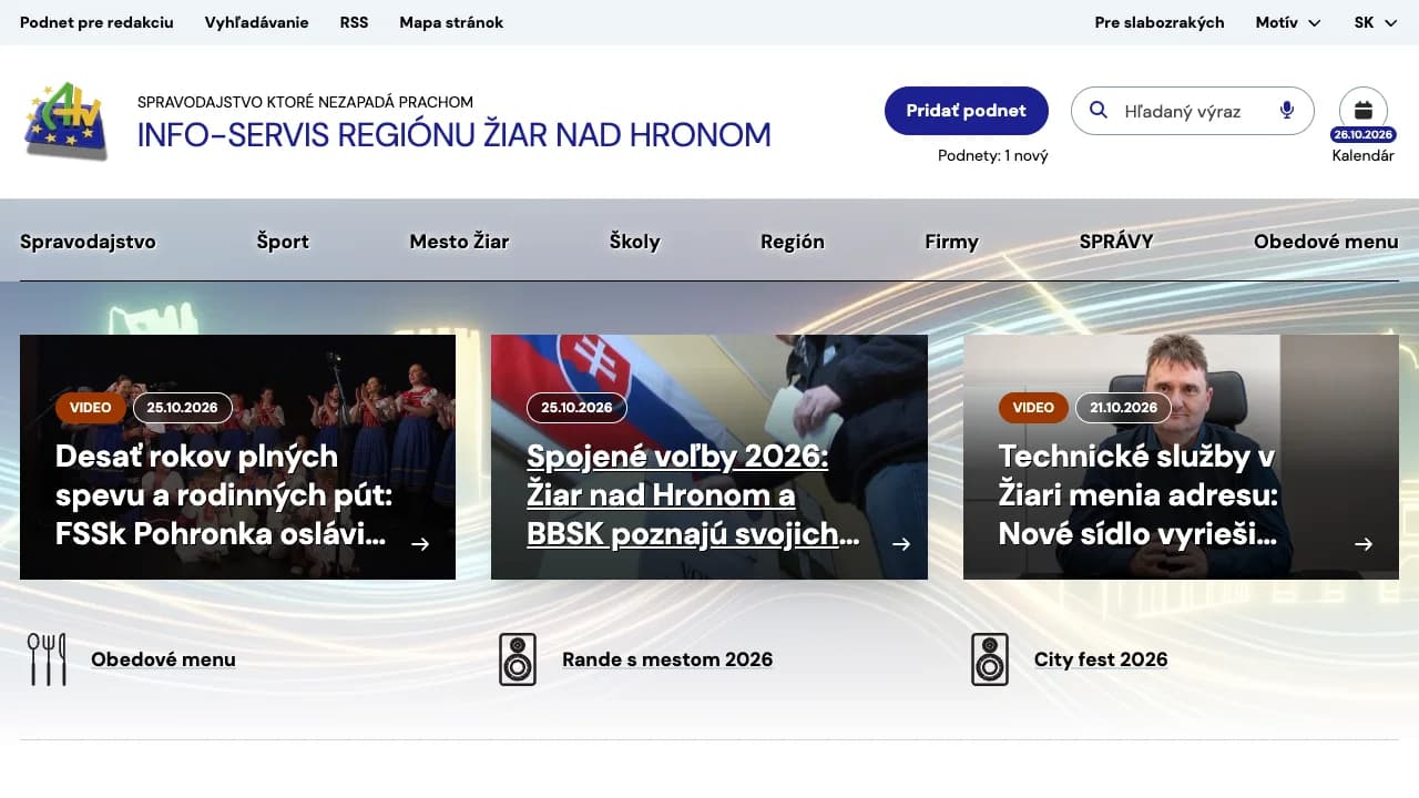 TV Žiar public website